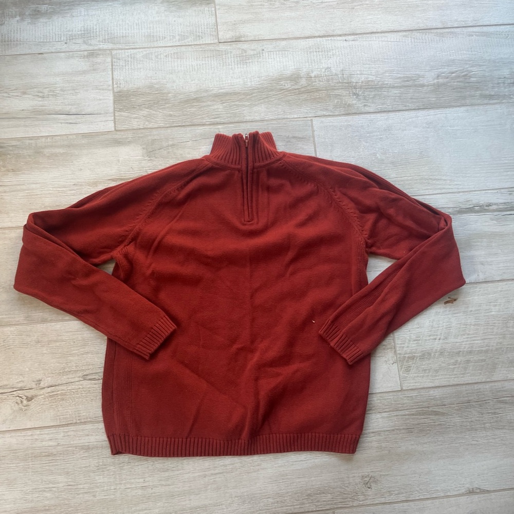 Men's Rust quarter zip Sweater 100% cotton  size L